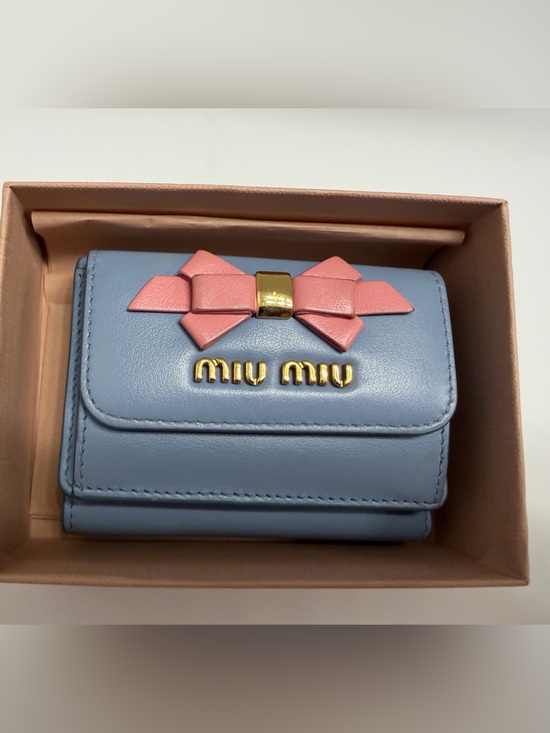 Miu Miu Handbags - EUC- MIU MIU MADRAS LEATHER TRIFOLD WALLET- WOTH BOX AND COA CARD AND TAG 🦋🌸